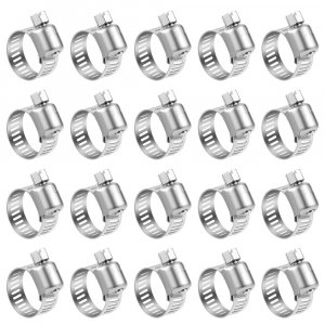 LOKMAN 20 Pack Stainless Steel Hose Clamp Adjustable 3/8'' - 5/8'' (10-16mm) Worm Gear Hose Clamp, Metal Fuel Line Pipe Clamp for Plumbing, Automotive And Mechanical Application