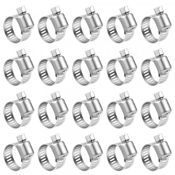 LOKMAN 20 Pack Stainless Steel Hose Clamp Adjustable 3/8'' - 5/8'' (10-16mm) Worm Gear Hose Clamp, Metal Fuel Line Pipe Clamp for Plumbing, Automotive And Mechanical Application