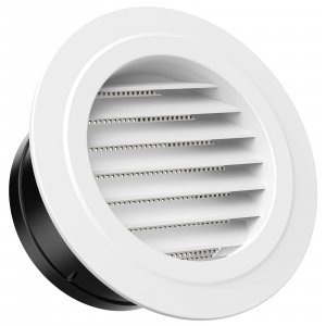 Hon&Guan 5 in Soffit Exhaust Vent, Round Air Vent Cover with Built-in a Fly Screen for Bathroom Office Home (ø125mm)