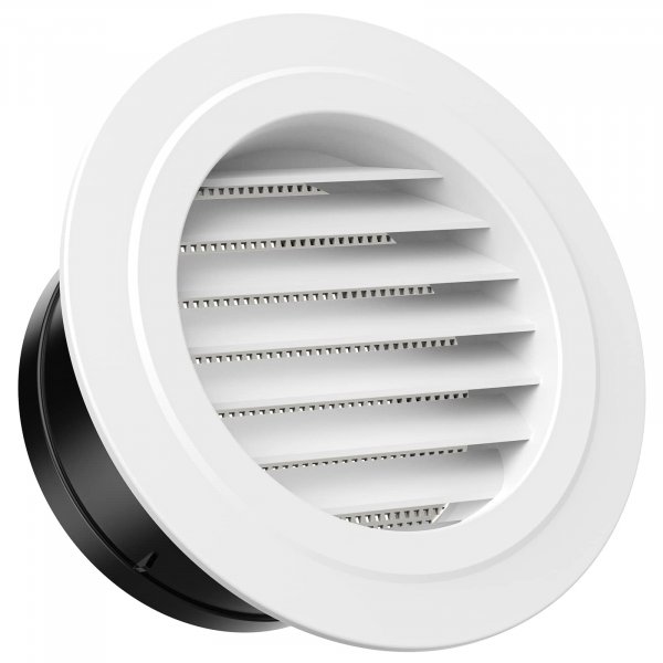 Hon&Guan 5 in Soffit Exhaust Vent, Round Air Vent Cover with Built-in a Fly Screen for Bathroom Office Home (ø125mm)