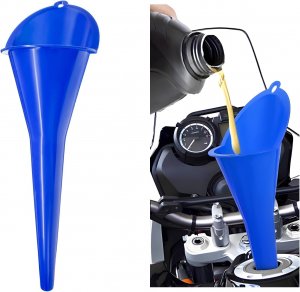 Long-Neck Oil Funnel for Automotive – Multi-Function Plastic Funnel for Oil, Gas & Lubricants – Universal Car Accessory (Blue (1-Pack))