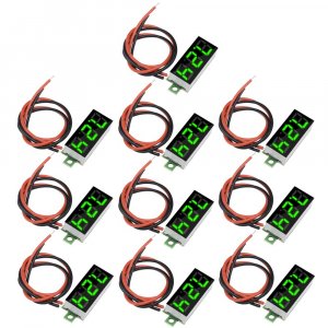 diymore 10pcs Mini Digital Voltage Meter DC 2.5~30V 0.28" 2 Wire Digital Voltmeter Gauge Tester Green LED Display Panel Mount Car Motorcycle Battery Monitor Led