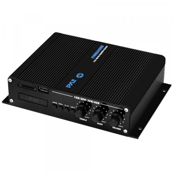 PYLE PFMRA440BB 400W 4Ch Marine Class D Amplifier w/BT & Remote Gain Control