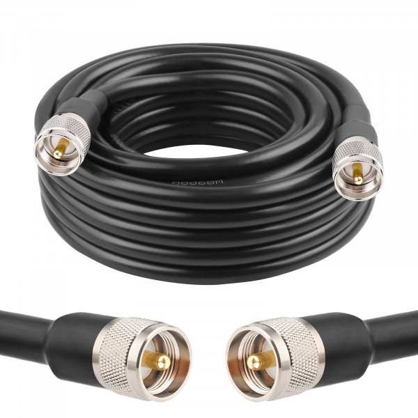 MOOKEERF PL259 UHF Cable 25ft, KMR400 PL259 Male to Male Coaxial Cable Low Loss CB Coax Cable for HAM Radio, VHF Radio, SWR Meter, Antenna Analy