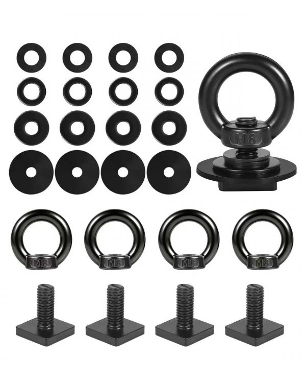 T Track Mount Tie Down Anchor for Roof Rack, M8 Heavy Duty Ring Shaped Eye Bolt, Stainless Steel T Bolt Eye Nut Tie Down Rings for Holding Bungee Cord, Ropes, Hooks