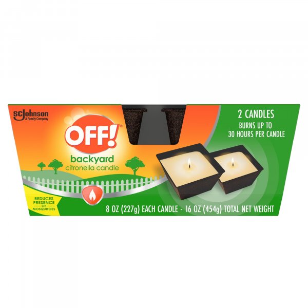 OFF! Backyard Citronella Scented Candle, Ambiance Enhancing Centerpiece, Burns for up to 25 Hours, 8 oz (Pack of 2)