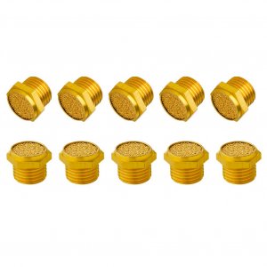 Quickun Pneumatic Muffler Silencer, 1/4” Male Thread Brass Air Exhaust Muffler Sintered Bronze Mufflers (Pack of 10)
