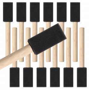 Mister Rui 1 Inch Foam Paint Brushes, 12 Pack – High Density Poly Sponge Brushes for Painting, Mod Podge, Decoupage, Crafts & Cleaning