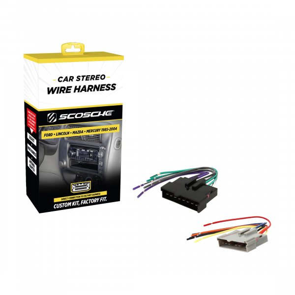 Scosche FD02B Stereo Wiring Harness Compatible with Select Non-Amplified 1985-2004 Ford, Lincoln, Mazda, Mercury and Nissan Vehicles - Car Stereo Harness - Check Vehicle List in Images for Your Model