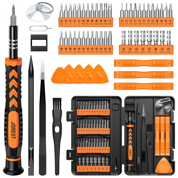 JOREST 59Pcs Small Precision Screwdriver Set with Torx T5, T6, T8, Mini Repair Tool Kit for Macbook, Computer, Laptop, iPhone, PS4 PS5, Xbox, Switch, Eyeglasses, Watch, PC, Ring Doorbell, Electronic