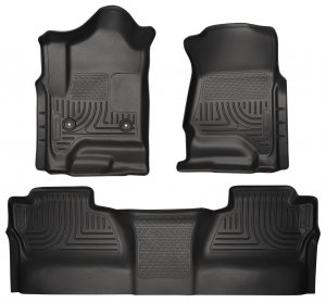 Husky 98231 Front/2nd Seat Floor Liners For '14-'19 Silverado/Sierra Crew Cab