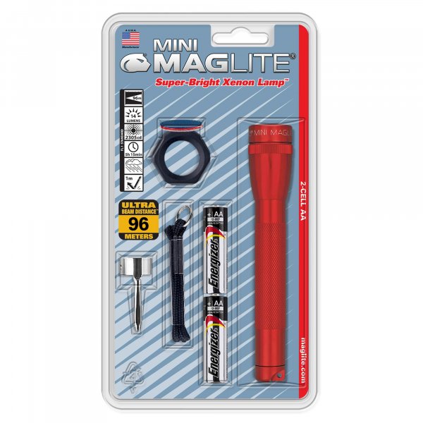 MAGLITE M2A03C Xenon 2-Cell AA Flashlight Combo Pack, Red