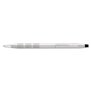 Cross AT008214 Classic Century Satin Chrome Ballpoint Pen Medium Tip Black Ink