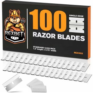 REXBETI 100 Pack Single Edge Razor Blades, Industrial Scraper Razor Blades