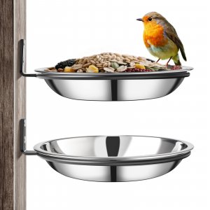 Crow Feeder Tree Mount, Stainless Steel Bird Feeder Tray Outdoor Wildlife Feeder Mount, Sturdy Corn Feeder for Crows and Squirrels – Perfect for Hunting and Bird Watching (2 Packs)