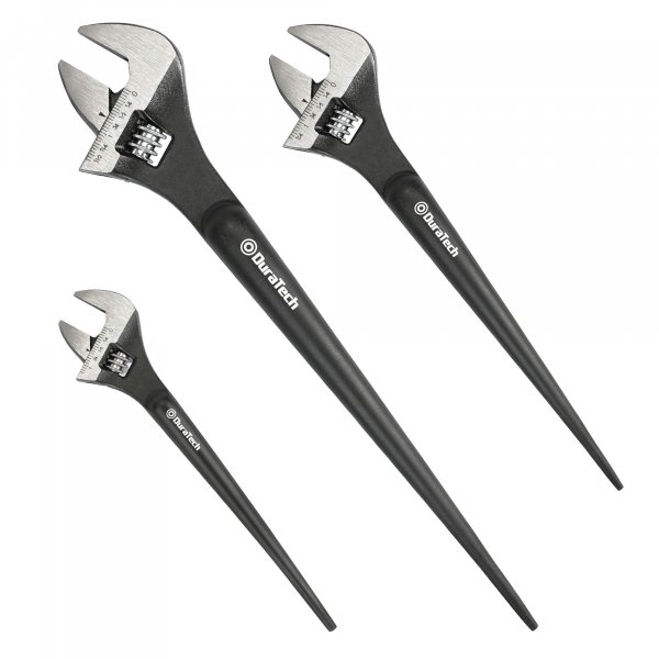 DURATECH 3-Piece Adjustable Construction Spud Wrench Set, 8, 10, 12-inch