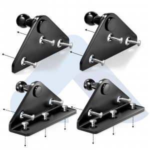 ARANA 10mm Ball Stud Mounting Brackets for Gas Struts, 4 Pcs & 16 Screws