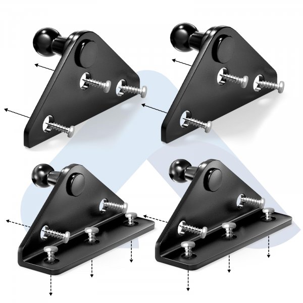 ARANA 10mm Ball Stud Mounting Brackets for Gas Struts, 4 Pcs & 16 Screws