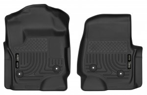 Husky Liners X-act Contour Floor Mats | Fits 2017 - 2026 Ford F-250/F-350/F-450 SD, SuperCrew (Crew Cab) & SuperCab (EXT Cab) | Front Row, 2-pc Black - 52731