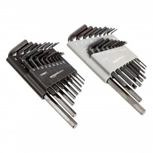 Amazon Basics 36-Piece Allen Wrench/Hex Key Set, SAE & Metric Sizes, Chrome Vanadium Steel with Long Arm, 2 Organized Storage Cases