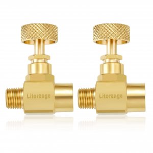 Litorange 2 Pack Heavy Duty Brass Replacement Control Needle Valve 1/4" Male NPT X 1/4" Female NPT Connection