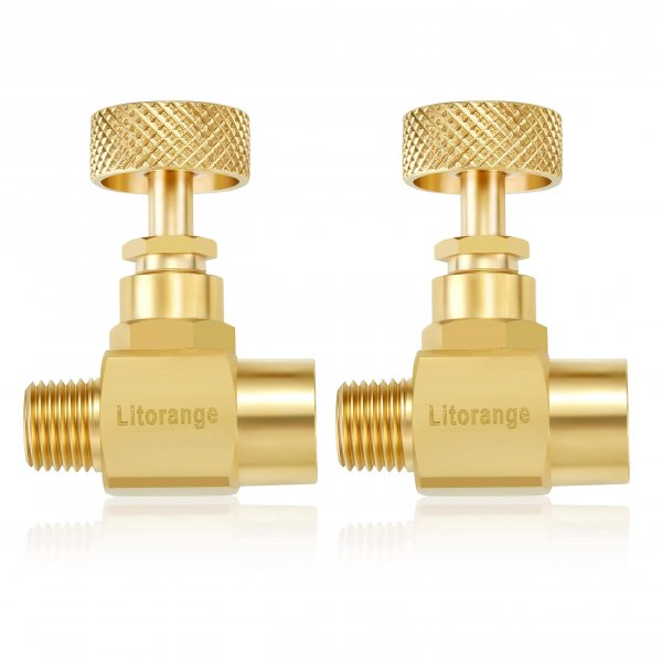 Litorange 2 Pack Heavy Duty Brass Replacement Control Needle Valve 1/4" Male NPT X 1/4" Female NPT Connection