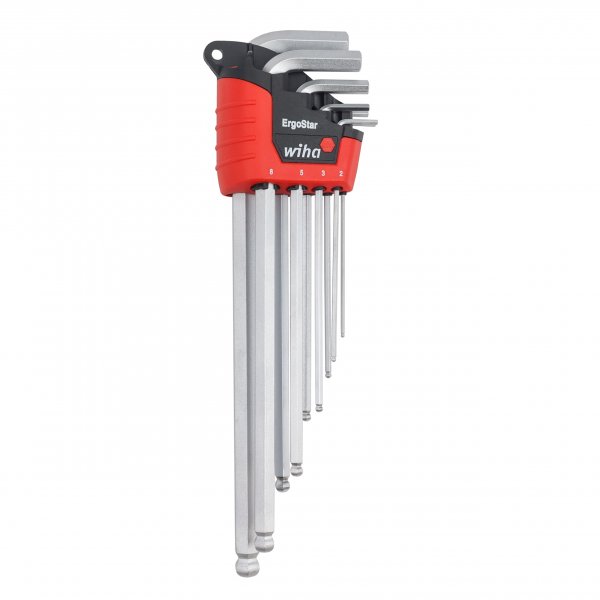 Wiha 66996 ErgoStar Ball End Hex LKey Set (9-Piece Set) - Metric