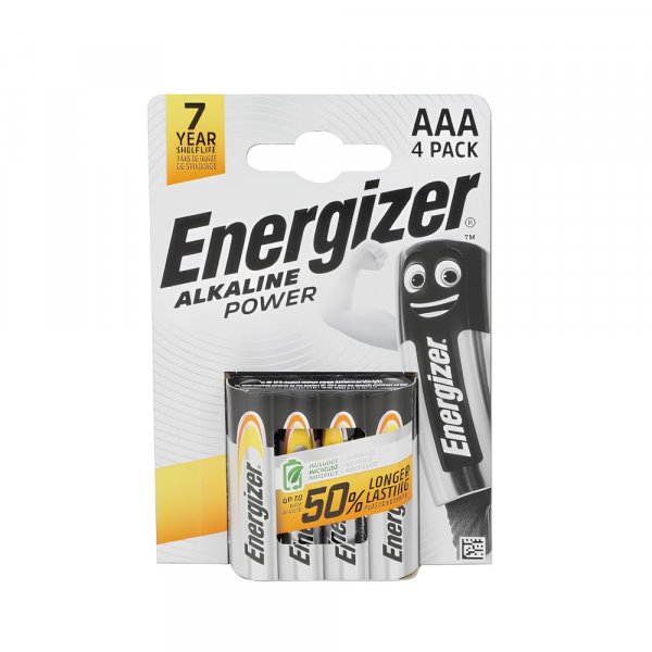 Energizer Alkaline Power, Pack of 4 AAA Batteries, Long Life for Daily Use, Sulfation Free and 7 Year Shelf Life