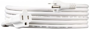 Amazon Basics Extension Cord, 10 Ft, 3-Prong Outlet Extender, Indoor Use, 13 Amps, 125V, White