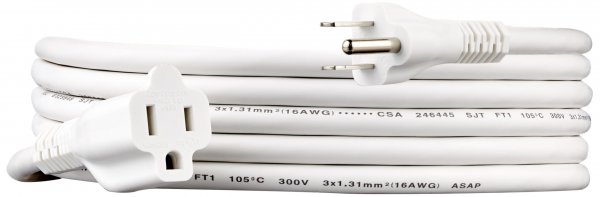 Amazon Basics Extension Cord, 10 Ft, 3-Prong Outlet Extender, Indoor Use, 13 Amps, 125V, White