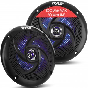 Pyle PLMRS43BL 4" 100W Low-Profile Waterproof Marine Speakers w/LEDs