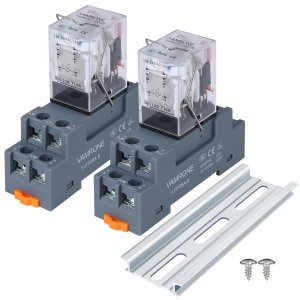 2PCS Electromagnetic Power Relay, 8-Pin 10A 12 DC Relay Coil with Socket Base, LED Indicator, DPDT 2NO 2NC - MY2NJ 2PCS [Applicable for DIN Rail System]