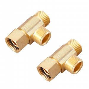 Lead-Free Brass 2 PCS 3/8 Inch Angle Stop Add-A-Tee Compression Tee Valve