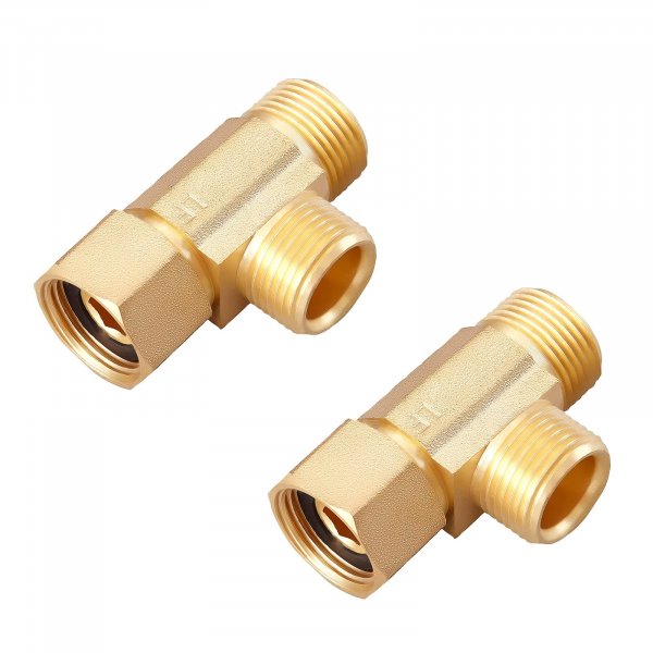 Lead-Free Brass 2 PCS 3/8 Inch Angle Stop Add-A-Tee Compression Tee Valve