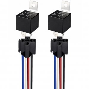 Gebildet 2pcs 12V 40A 4 Pin SPST Car Relay Harness JD1912, 12AWG Harness Sockets with Built-in Diode for Automotive Truck Van Boat Motorcycle