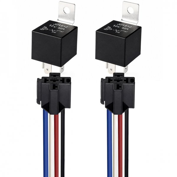 Gebildet 2pcs 12V 40A 4 Pin SPST Car Relay Harness JD1912, 12AWG Harness Sockets with Built-in Diode for Automotive Truck Van Boat Motorcycle