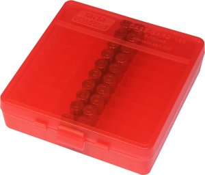 MTM Case-Gard P-100-45-29 100 Round Flip-Top Ammo Box, Fits 40/10MM Cal, 45 ACP, USA Made, Clear Red