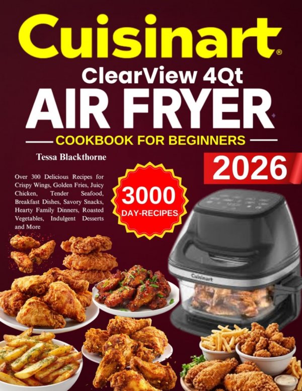 Cuisinart ClearView 4QT Air fryer Cookbook For beginners: Over 300 Delicious Recipes for Crispy Wings, Golden Fries, Juicy Chicken, Tender Seafood, ... Vegetables, Indulgent Desserts and More