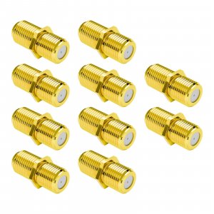 VCE Coaxial Cable Connector, RG6 F-Type Gold Plated Adapter Female to Female Coax Extender TV Cables, 10-Pack
