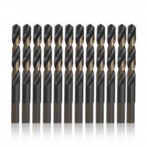 Drill America - KFDML5/32P12 5/32" High Speed Steel Black & Gold KFD Split Point Drill Bit with 3-Flat Shank (Pack of 12), KFDML Series