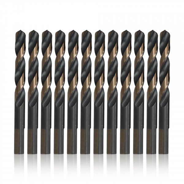 Drill America - KFDML5/32P12 5/32" High Speed Steel Black & Gold KFD Split Point Drill Bit with 3-Flat Shank (Pack of 12), KFDML Series