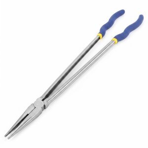 QWORK 16 Inch Long Reach Needle Nose Pliers, Straight Long Nose with Narrow Jaws, Chrome Vanadium Steel Mechanic Pliers for Tight Spaces, Auto/Motorcycle Repair, Machinery & Pipeline Maintenance