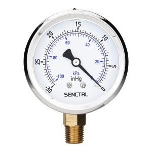 SENCTRL 30 inHg Vacuum Liquid Filled Low Pressure Gauge