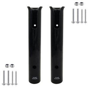 ISURE MARINE 2-Pole Black ABS Plastic Single Tube Multi-Function Fishing Rod Holder, 12" Width, 2" Inlet Diameter