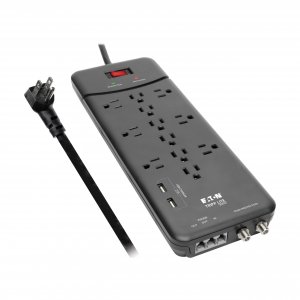 TRIPP LITE TLP128TTUSBB 12-Outlet 8Ft Plastic Surge Protector