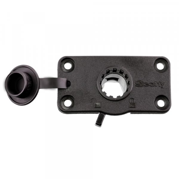 Scotty #244L-BK Locking Flush Deck Mount w/ Rain Cap (Black)