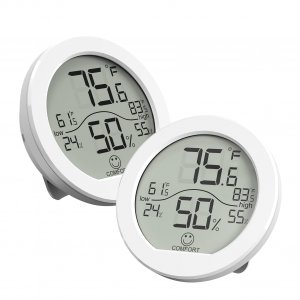 SECRUI Digital Hygrometer Thermometer for Room Temperature Humidity Meter Indoor Thermometer Accuracy Calibration LCD Temperature Sensor with Maximum and Minimum Records, TH1, White