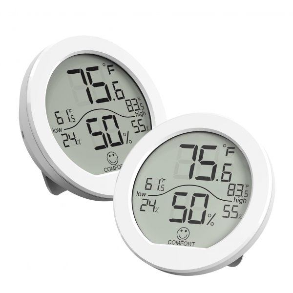 SECRUI Digital Hygrometer Thermometer for Room Temperature Humidity Meter Indoor Thermometer Accuracy Calibration LCD Temperature Sensor with Maximum and Minimum Records, TH1, White