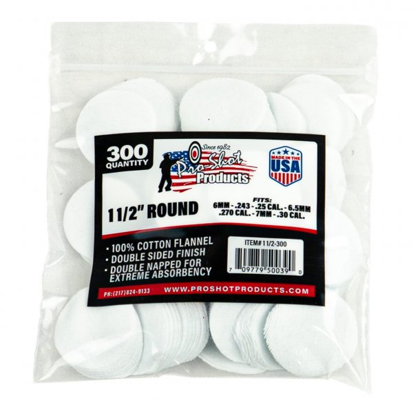 Gun Cleaning Patches - 300 Count - 1 1/2 Inch - Round