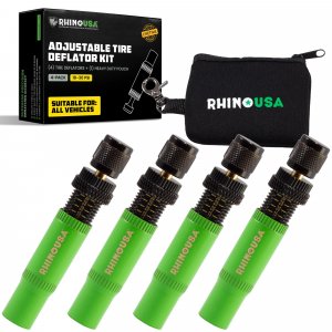 Rhino USA Adjustable Tire Deflator Kit (4-Pack) - 10-30 PSI Air Down Tool